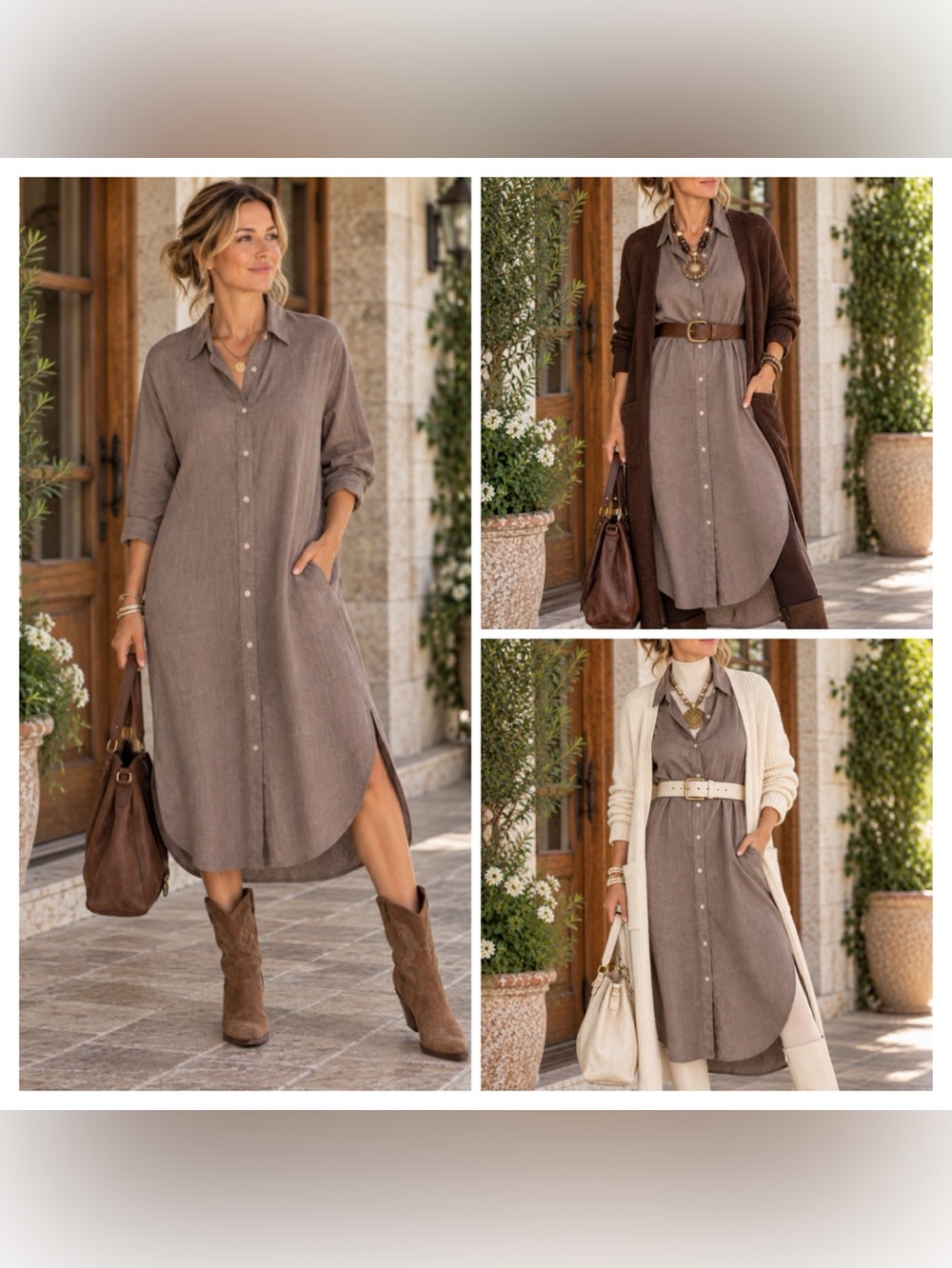 Ms Wrinkle Handmade Lagenlook Linen Shirtdress Size M MSRP $280